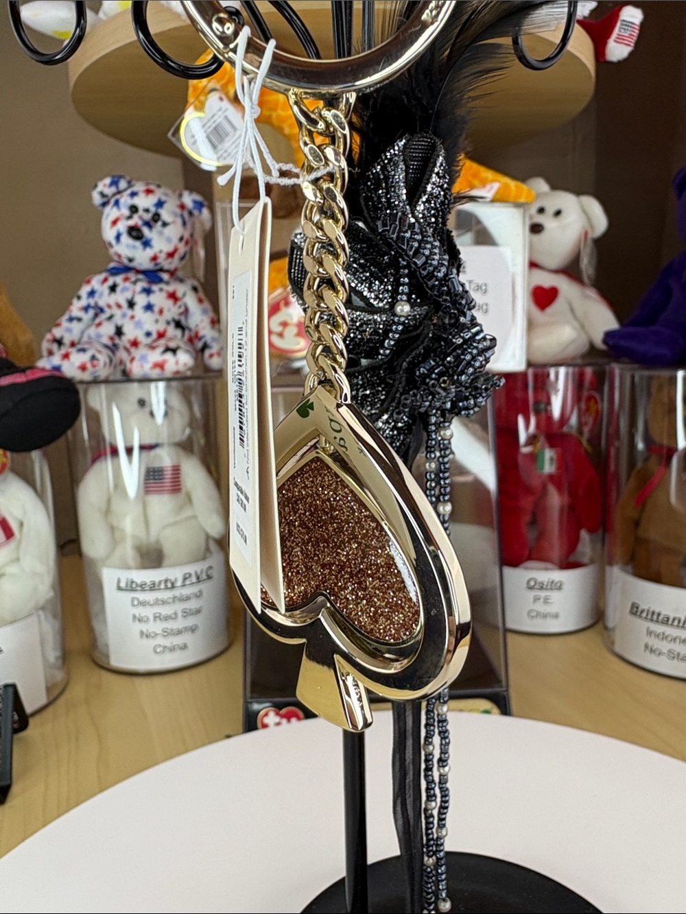 kate spade gold glitter keychain charm - Picture 2 of 6